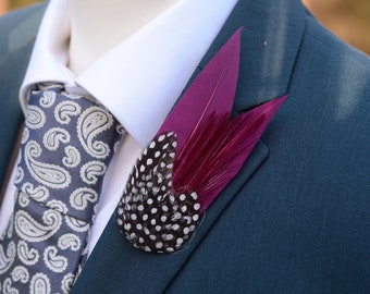 Plum Purple and Spotted Feather Lapel Pin