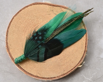 Shades of Green Feather Lapel Pin