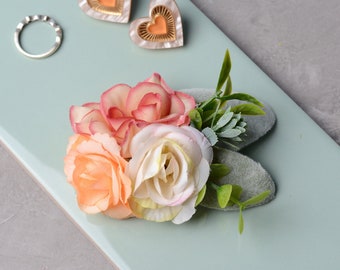Blush Pink and Ivory Mini Flower Hair Clip