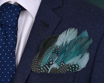 Shades of Green Feather Pocket Square No.253