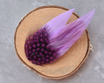 Small Feather Hair Clip in Pastel Lavender and Mauve