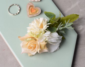 Ivory and White Flower Hair Clip