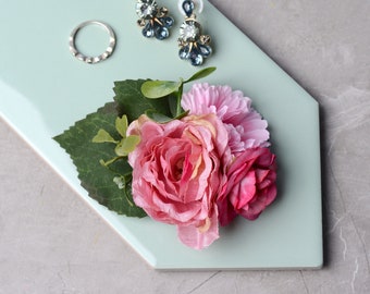 Bright Pink Peony, Rose and Daisy Flower Hair Clip