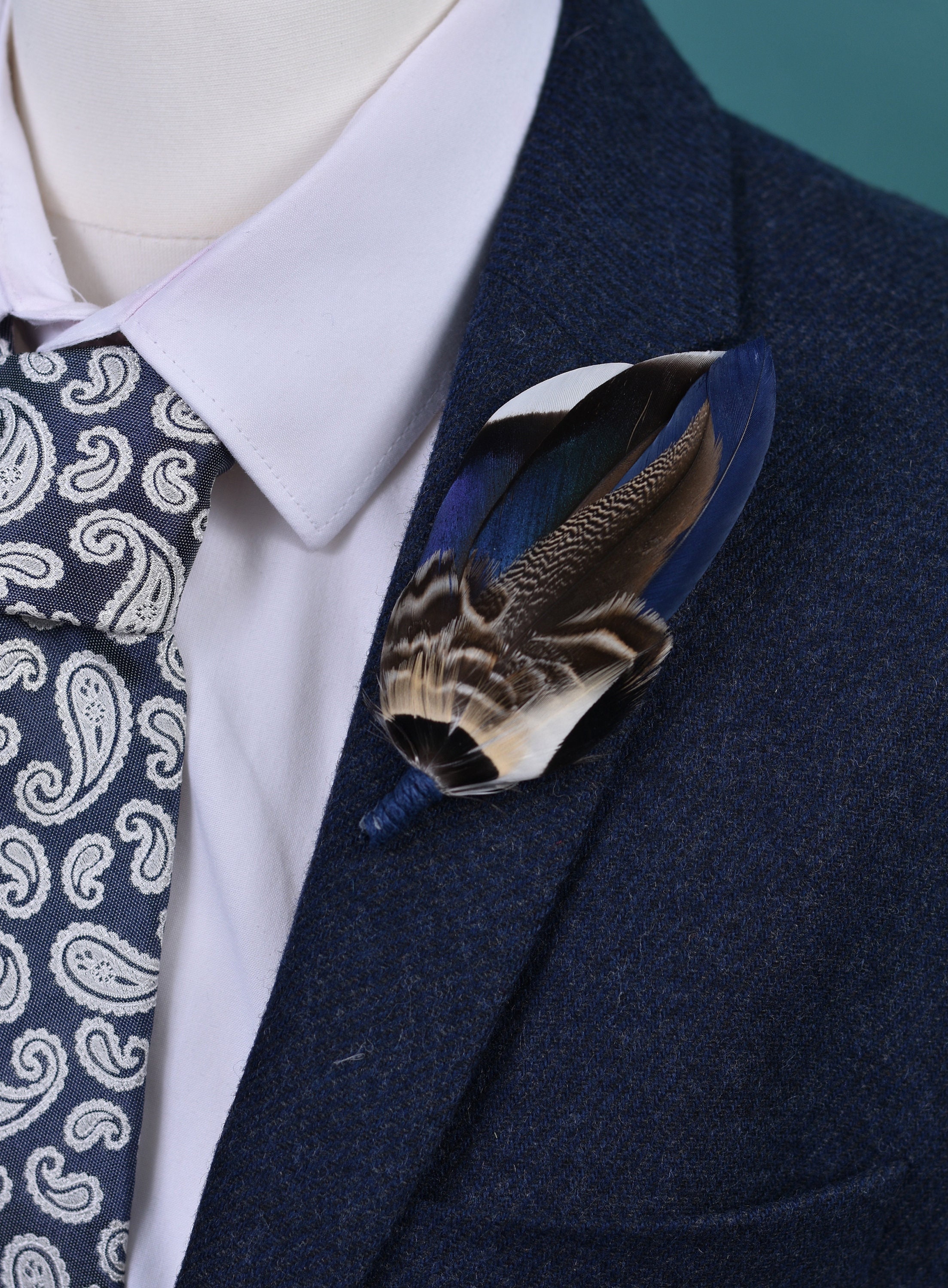 Blue Duck Feather Lapel Pin Duck 