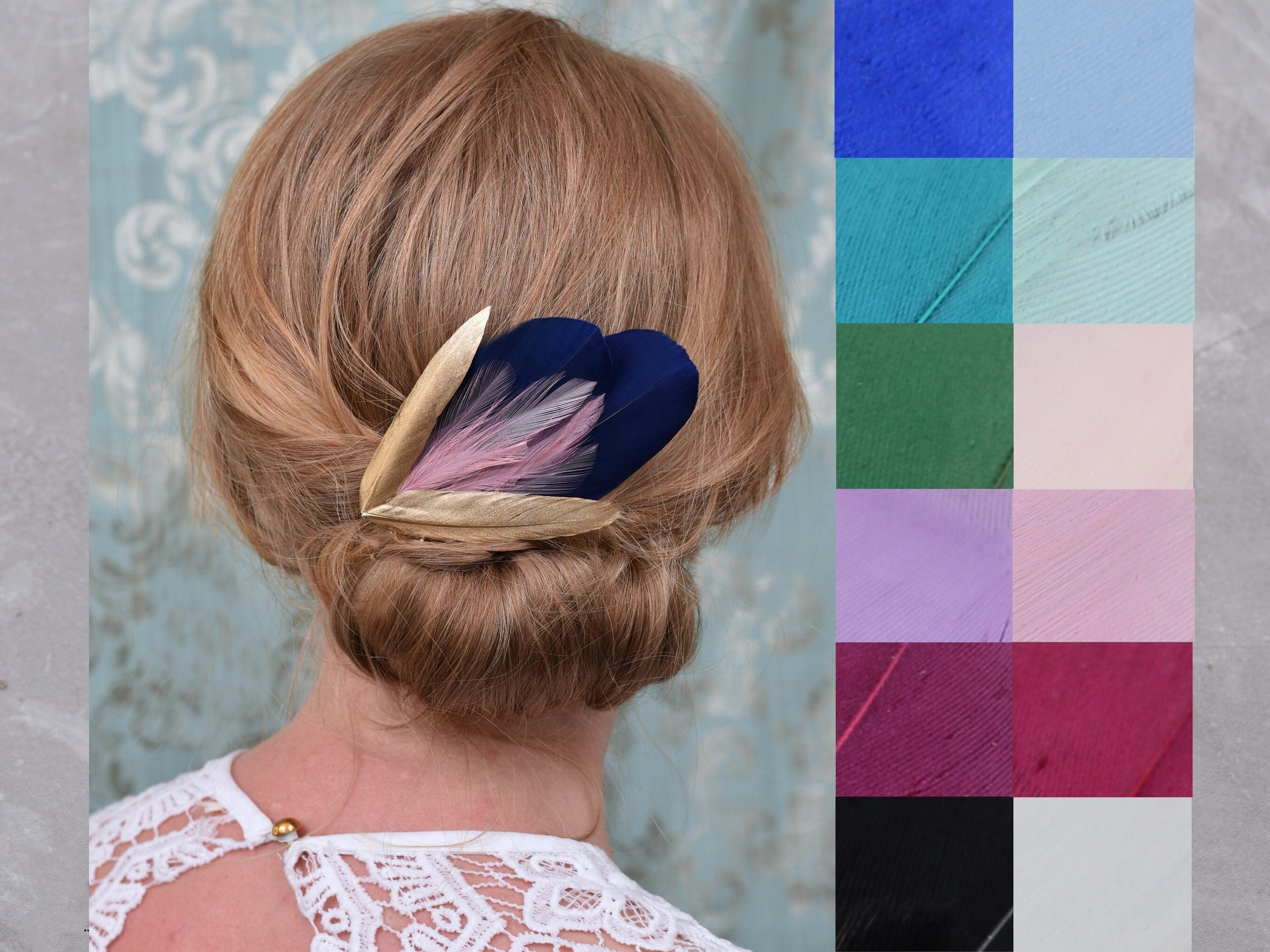 Gold hair feathers discount