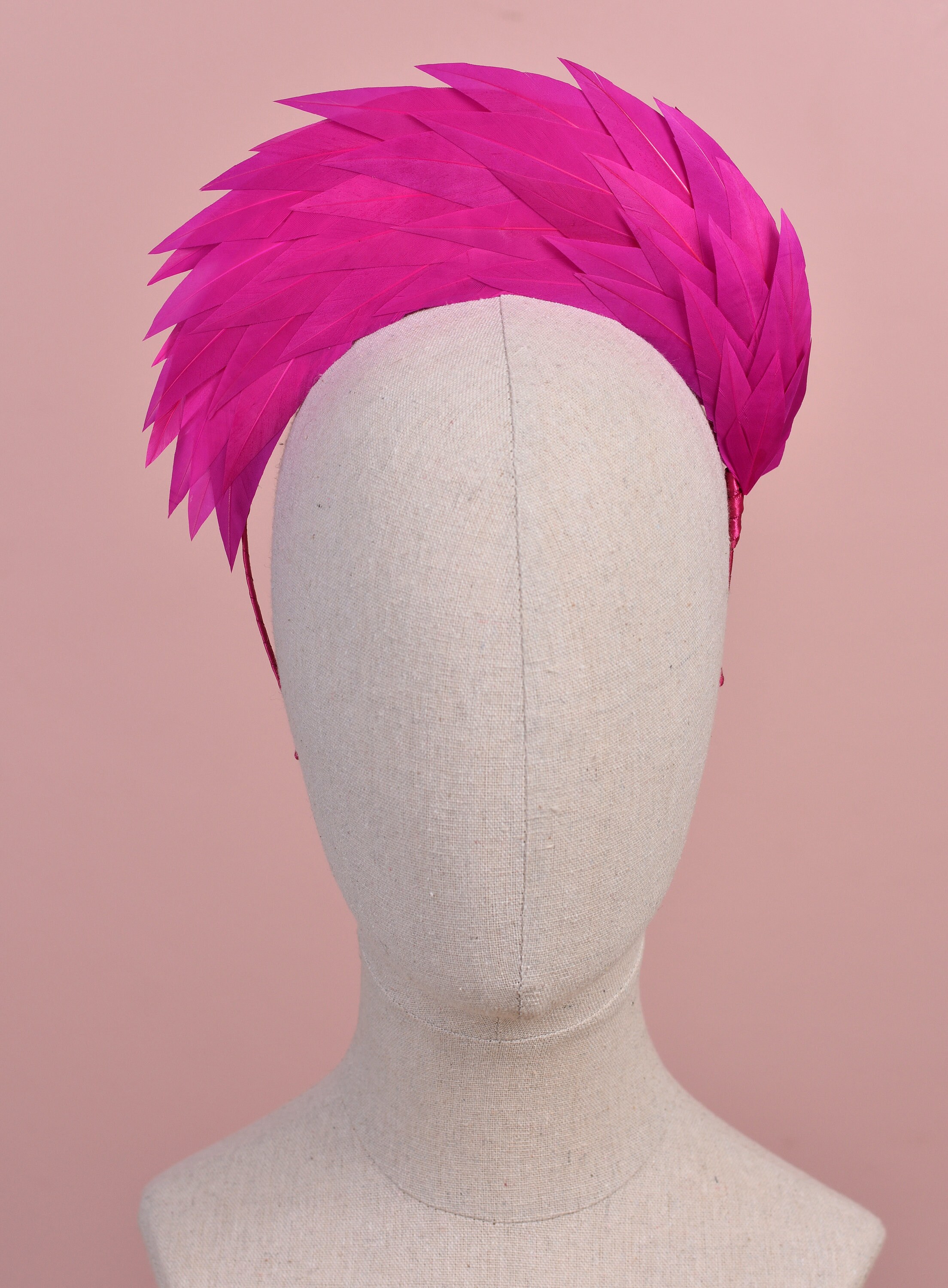 Fuchsia Pink Spiked Feather Halo 