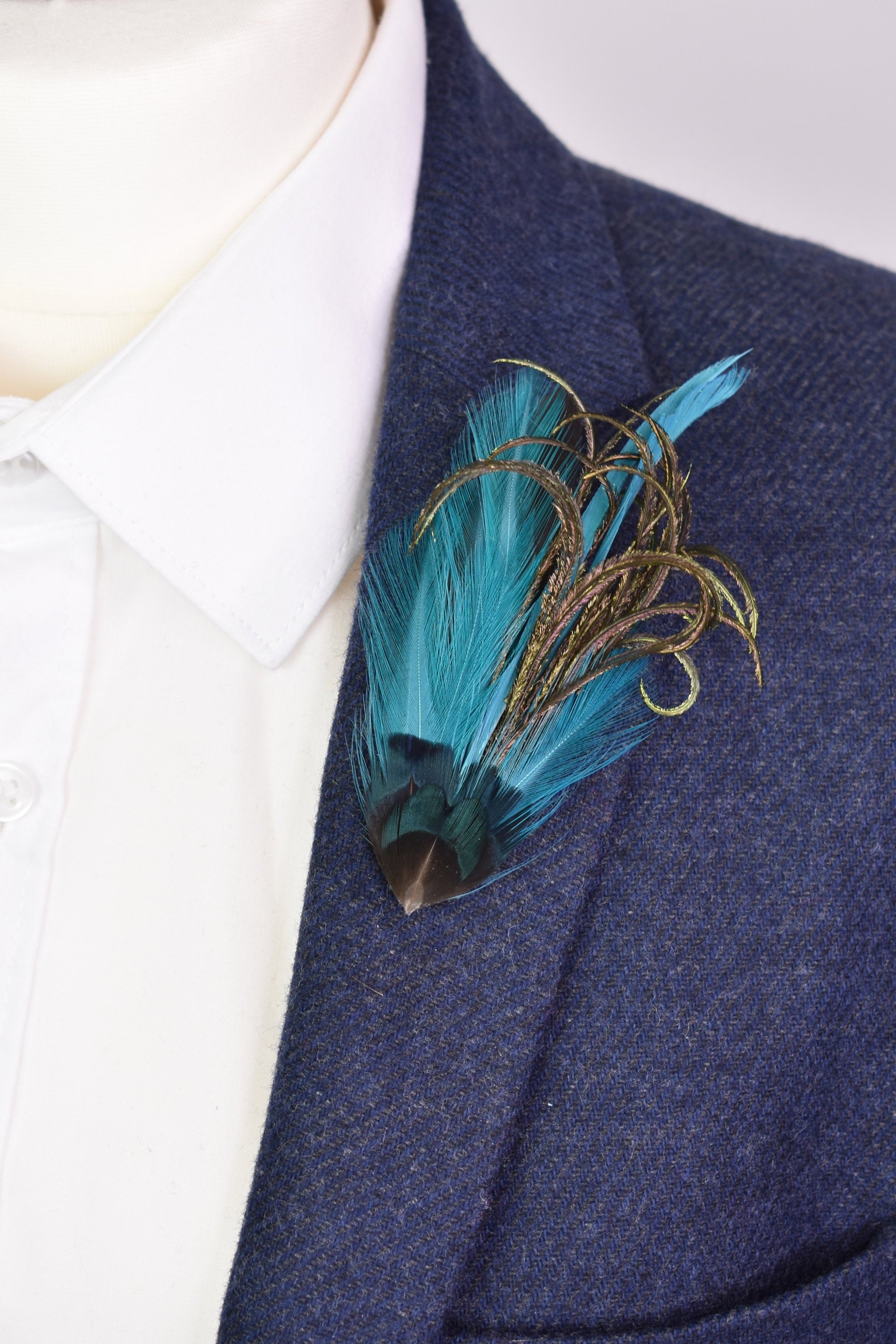 Feather Lapel Pin in Teal