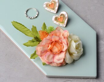 Flower Hair Clip in Blush Pink and Ivory