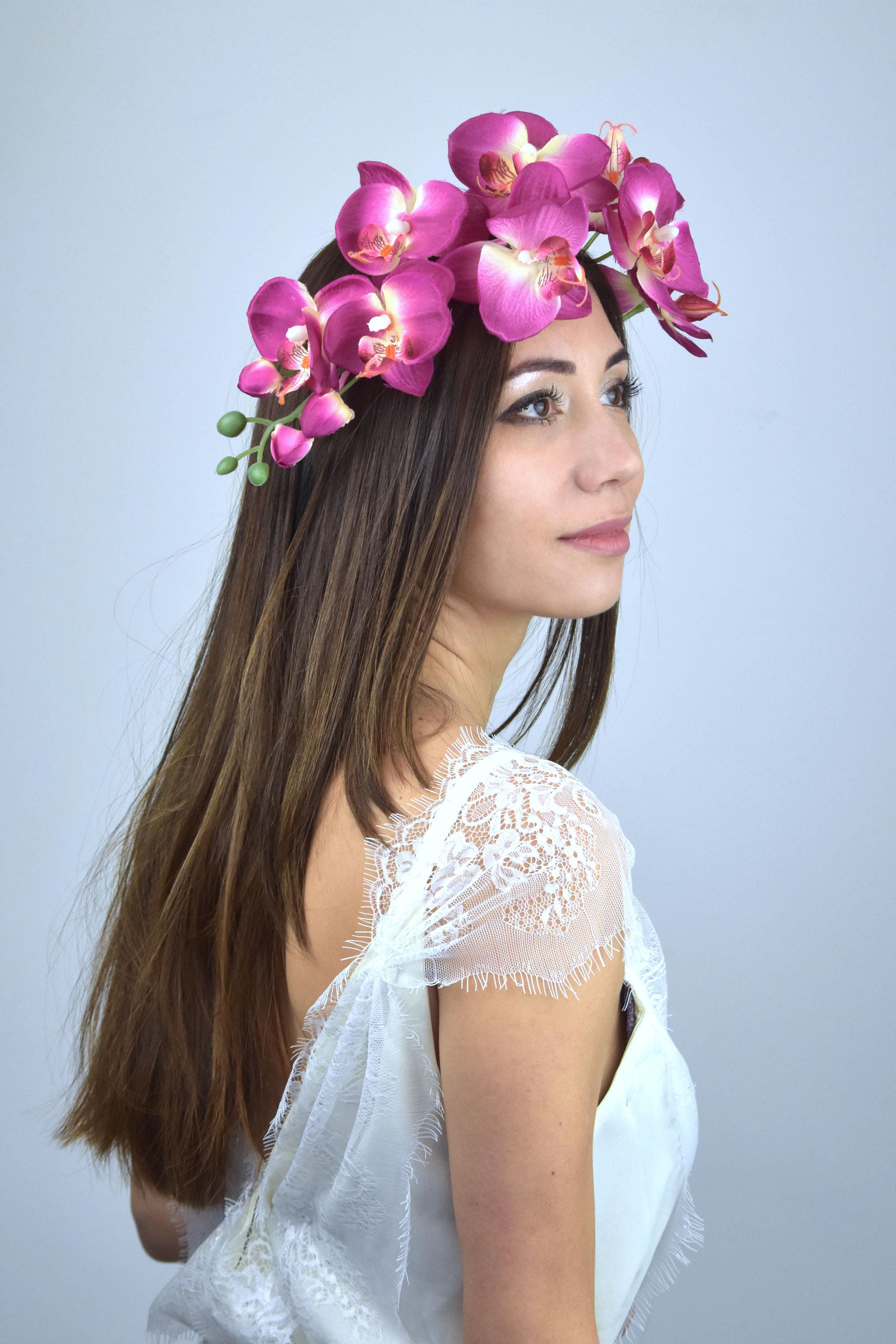 Pink Orchid Floral Headpiece