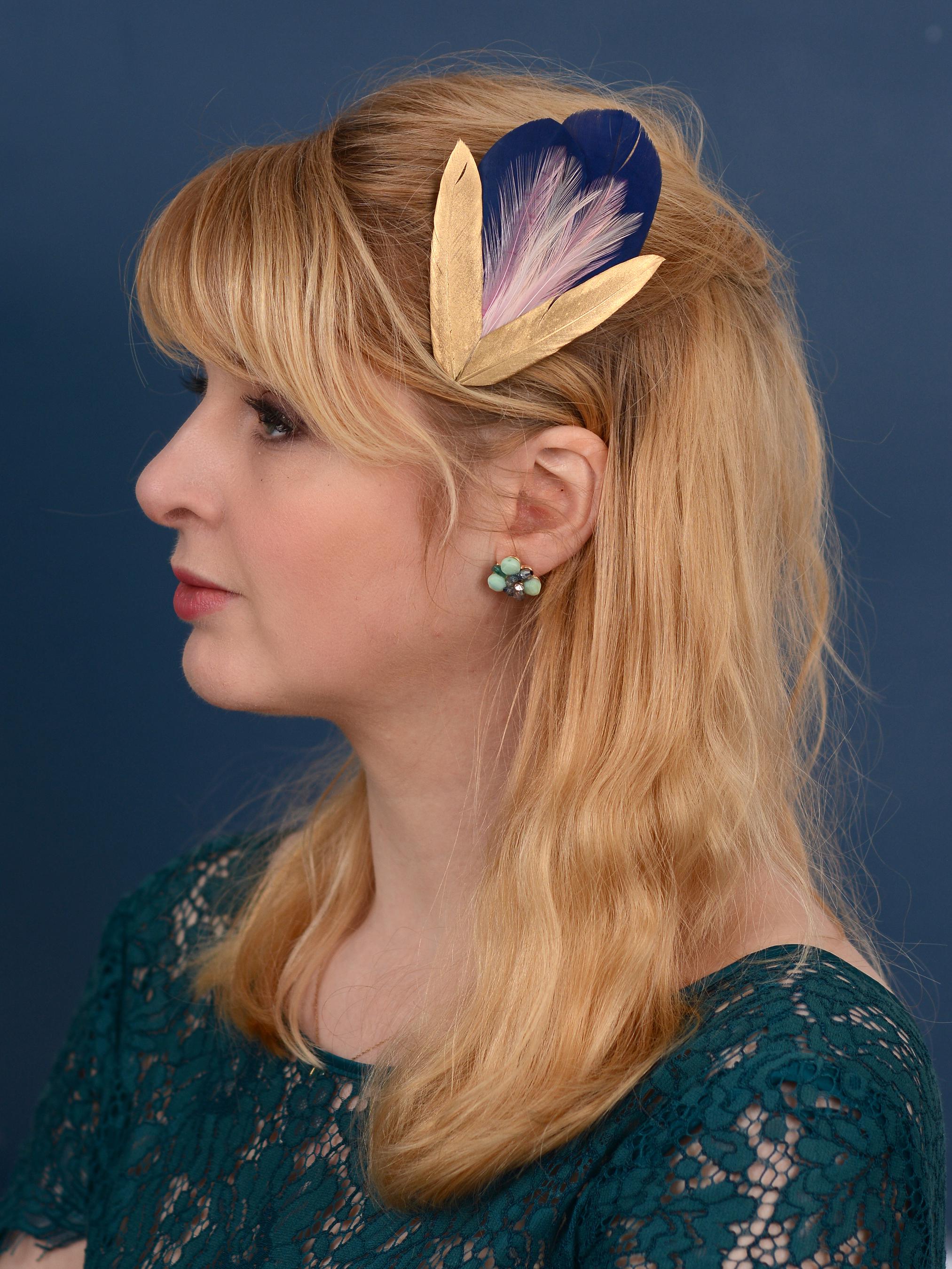 Accessorio Capelli Blu Navy Fascinator Per Capelli Blu Navy In Sinamay