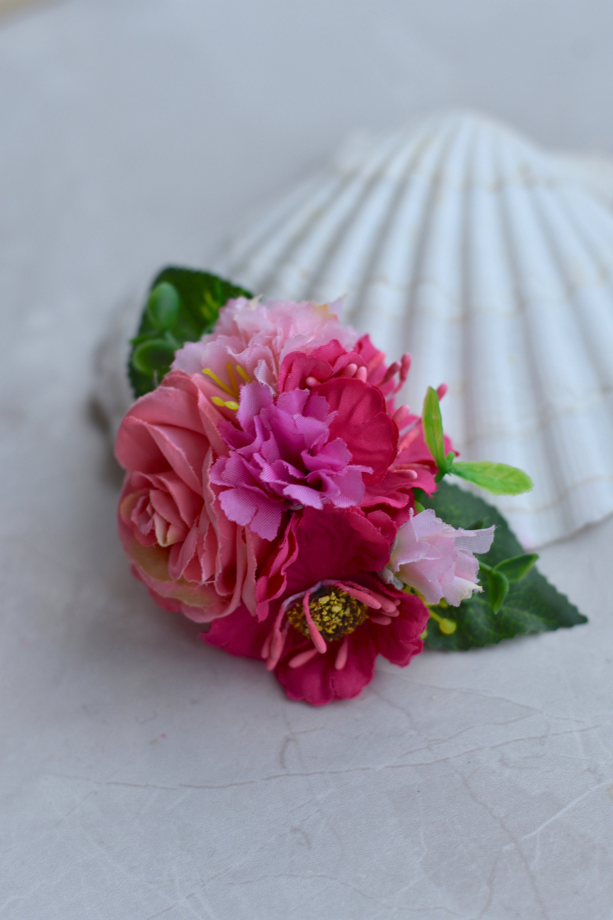 Silk Flower Hair Clip in Pink