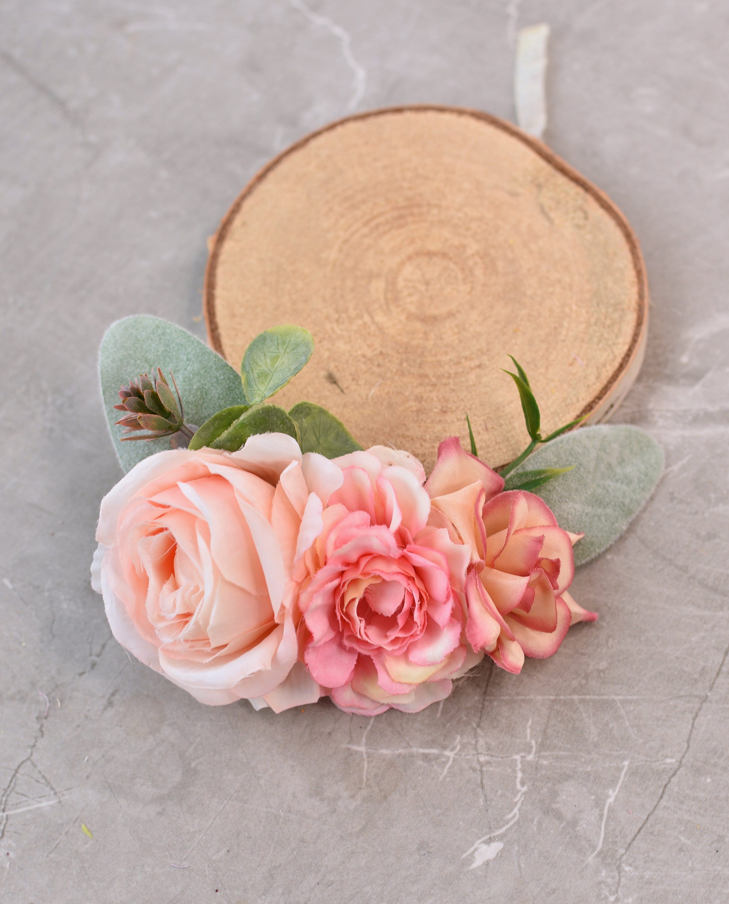 Flower Hair Clip in Peach and Blush Pink Flower Hair Clip in Peach and Blush Pink