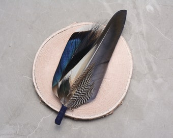 Blue Duck Feather Lapel Pin