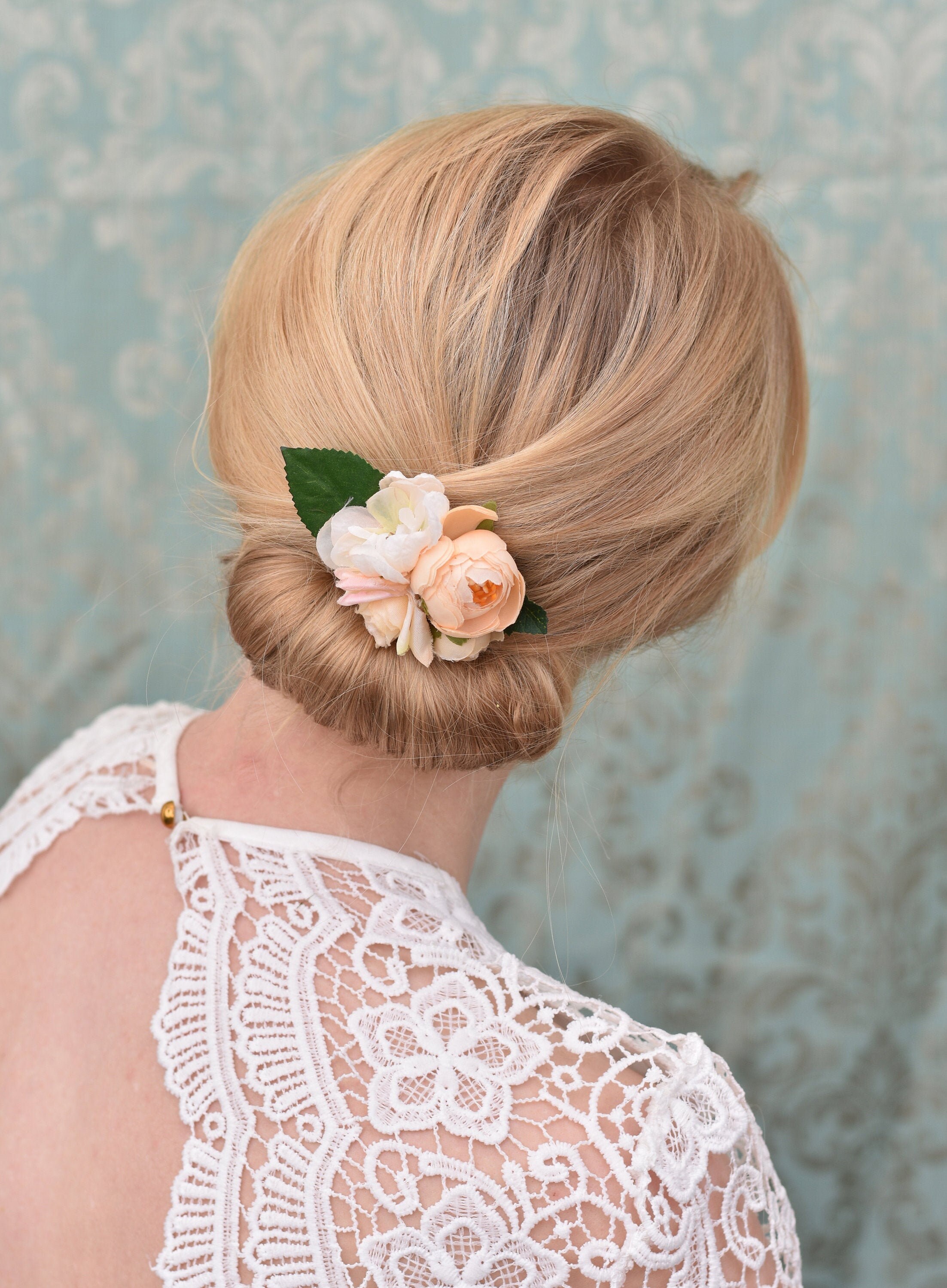 Peach Ranunculus Flower Hair Clip