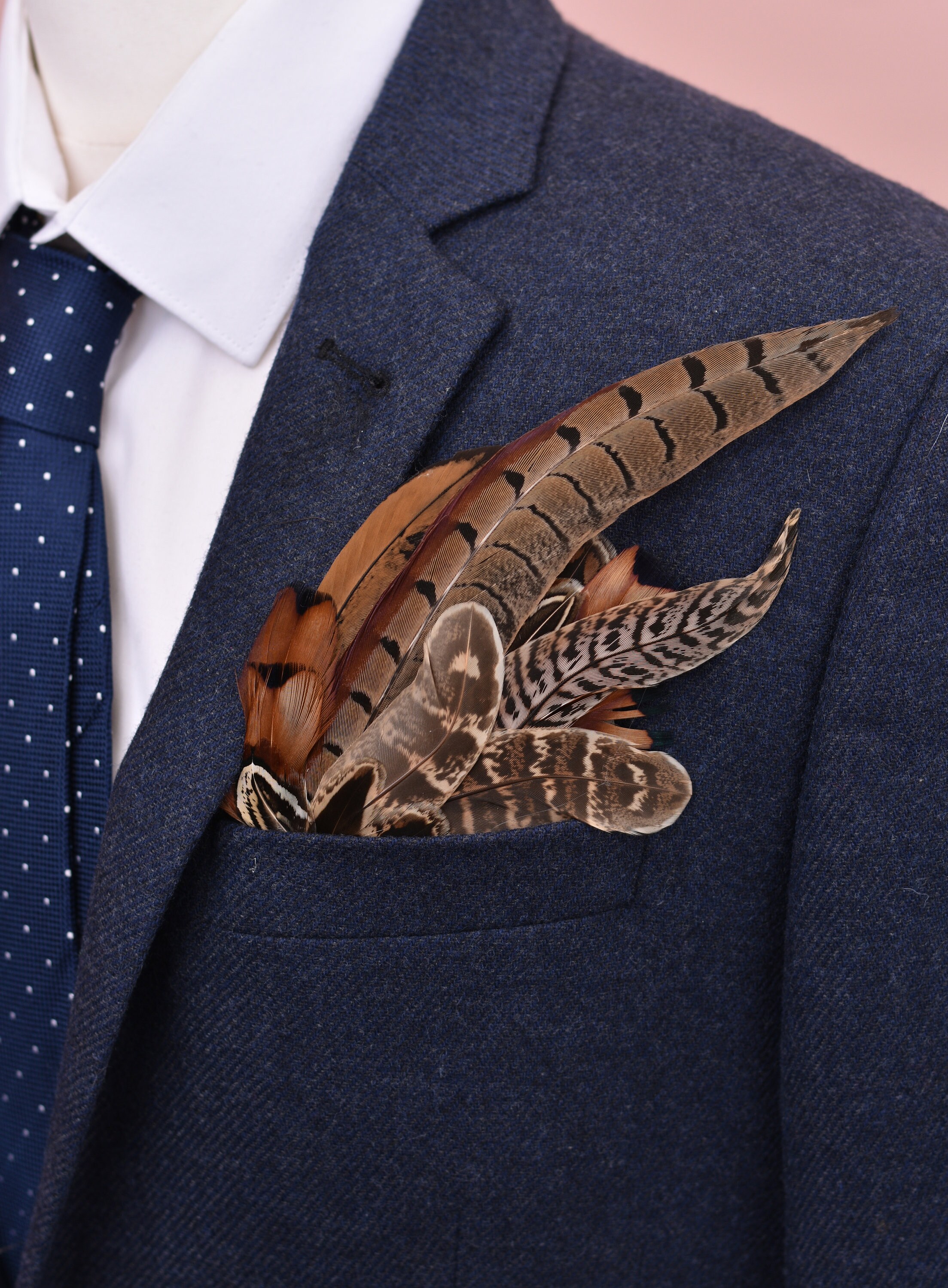 Pheasant Feather Pocket Square No.3
