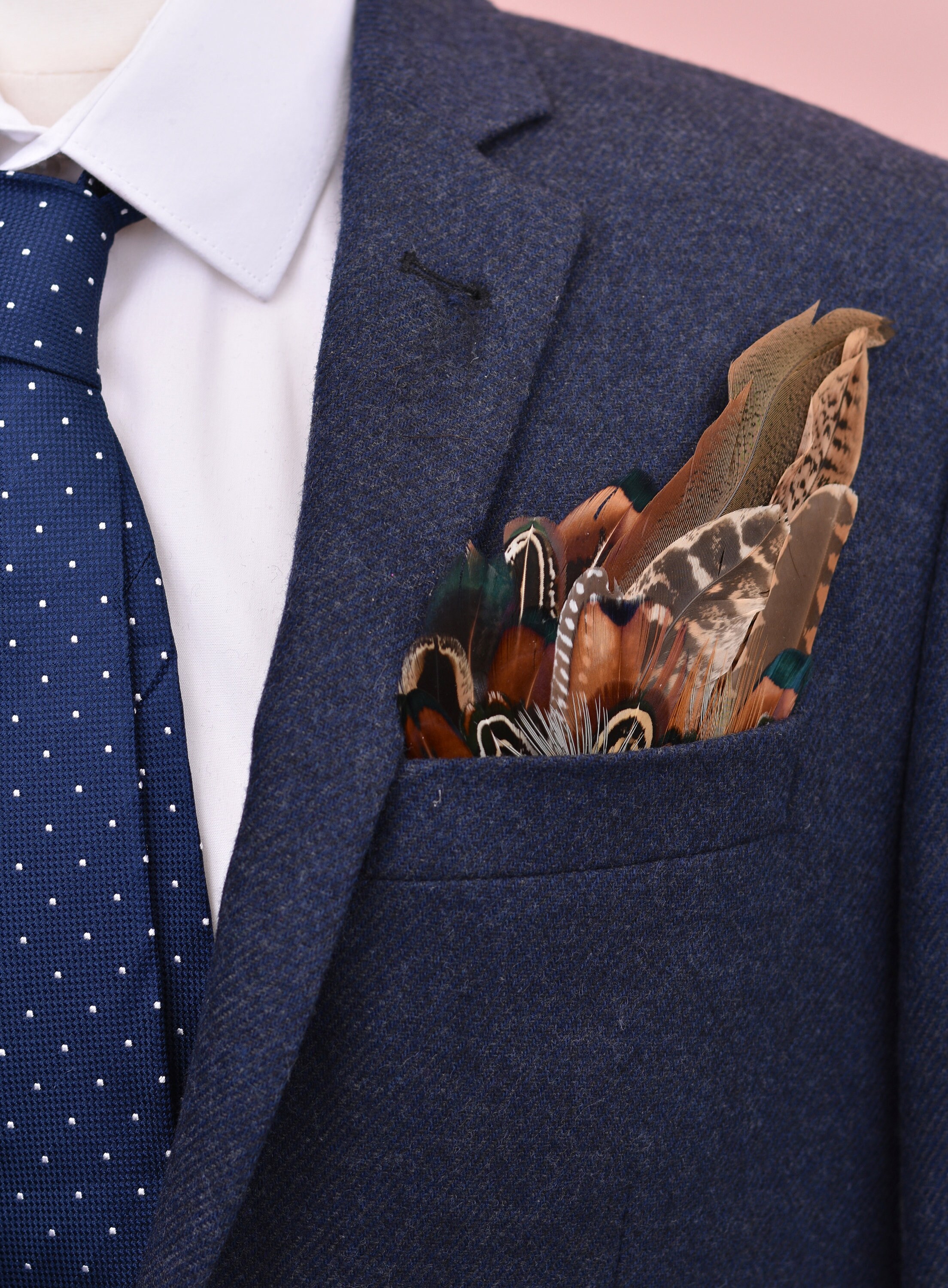 Pheasant Feather Pocket Square No.7