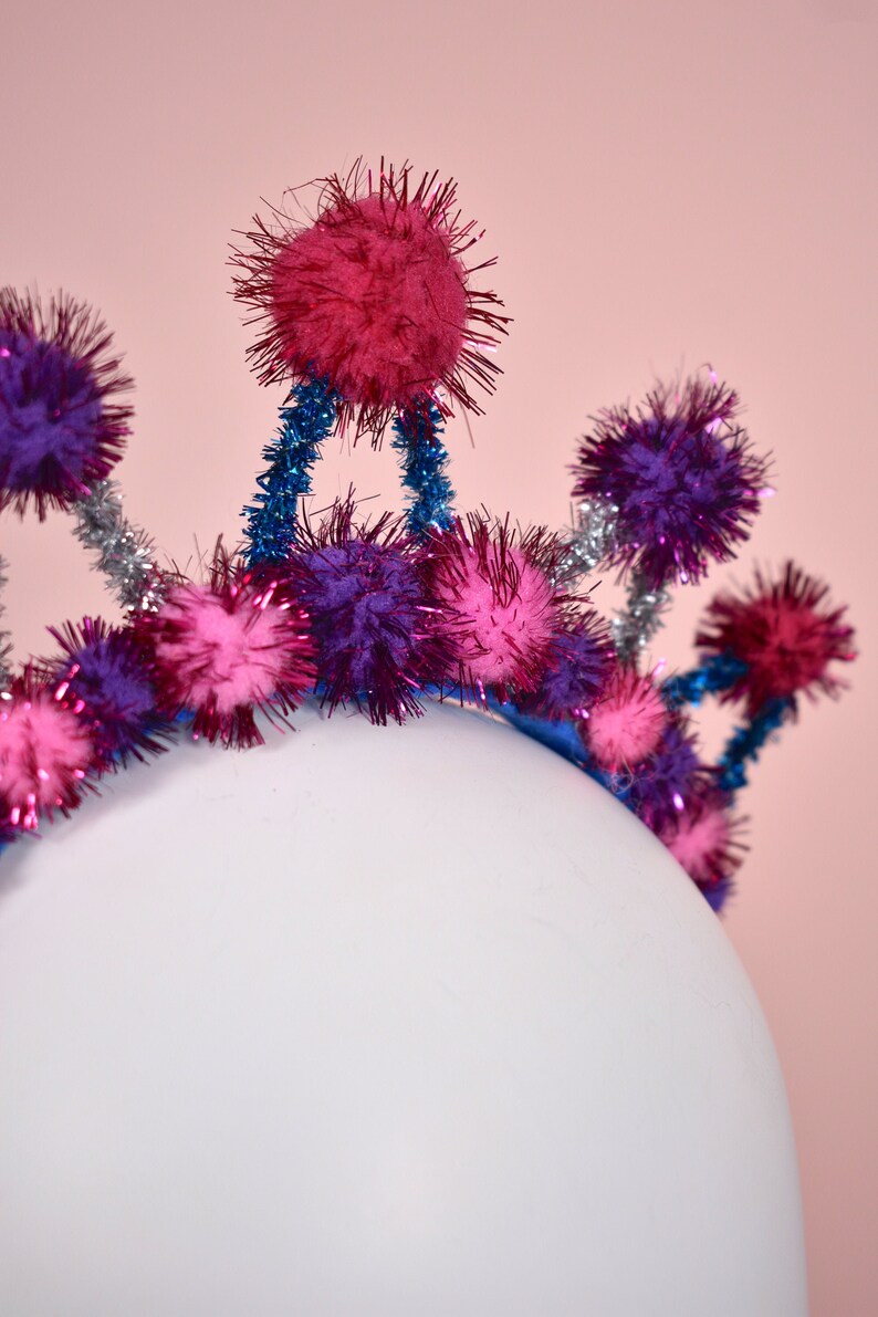 Tinsel Crown Headband in Pink Festive Headband Festive Etsy