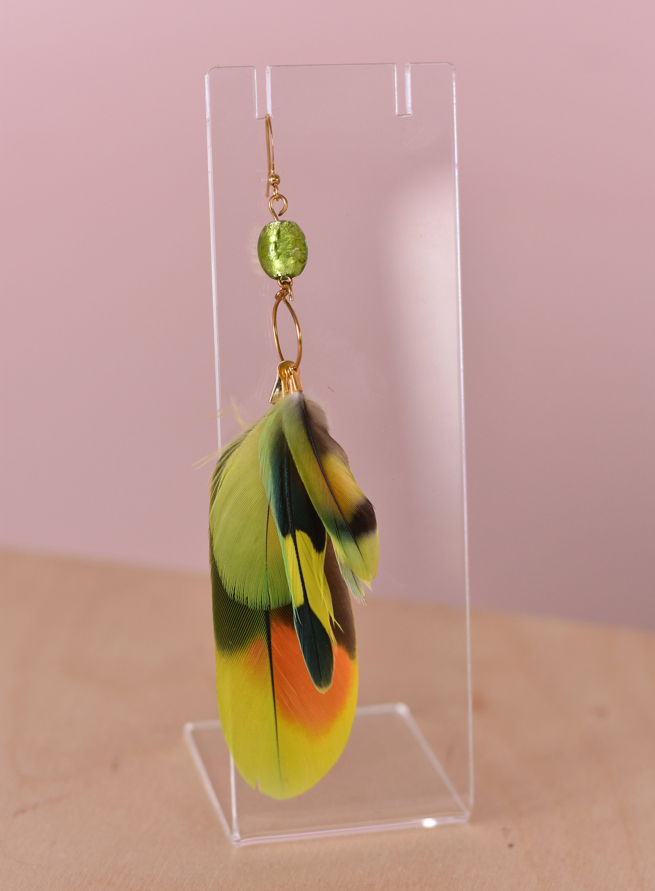 Single Tropical Feather Earring No.15