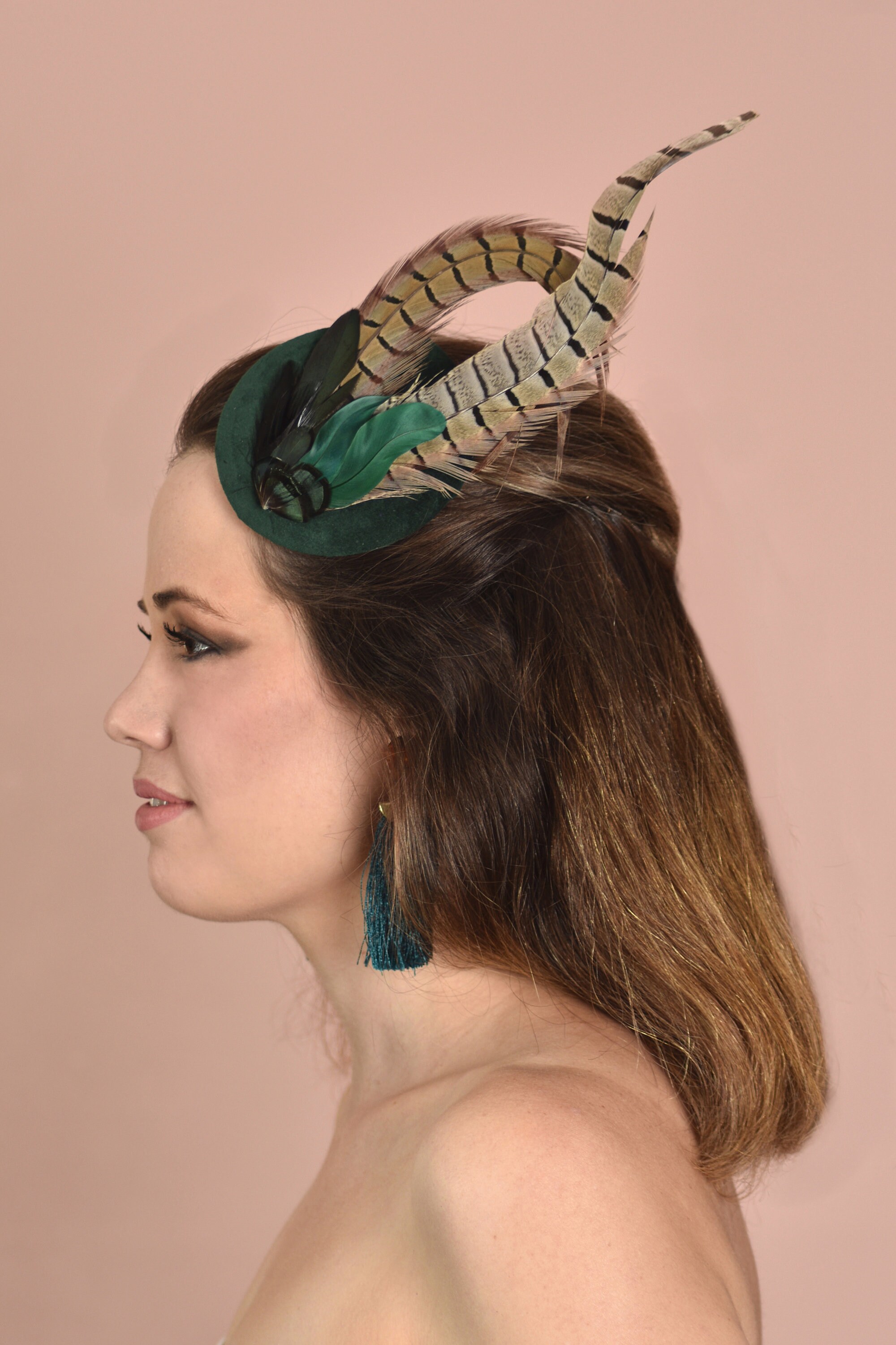 bottle green fascinator