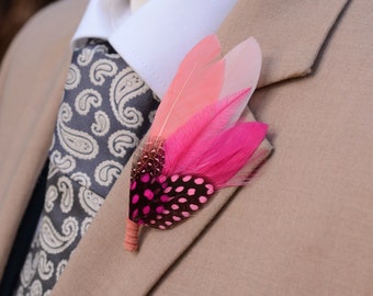 Shades of Pink Feather Lapel Pin Small no.203