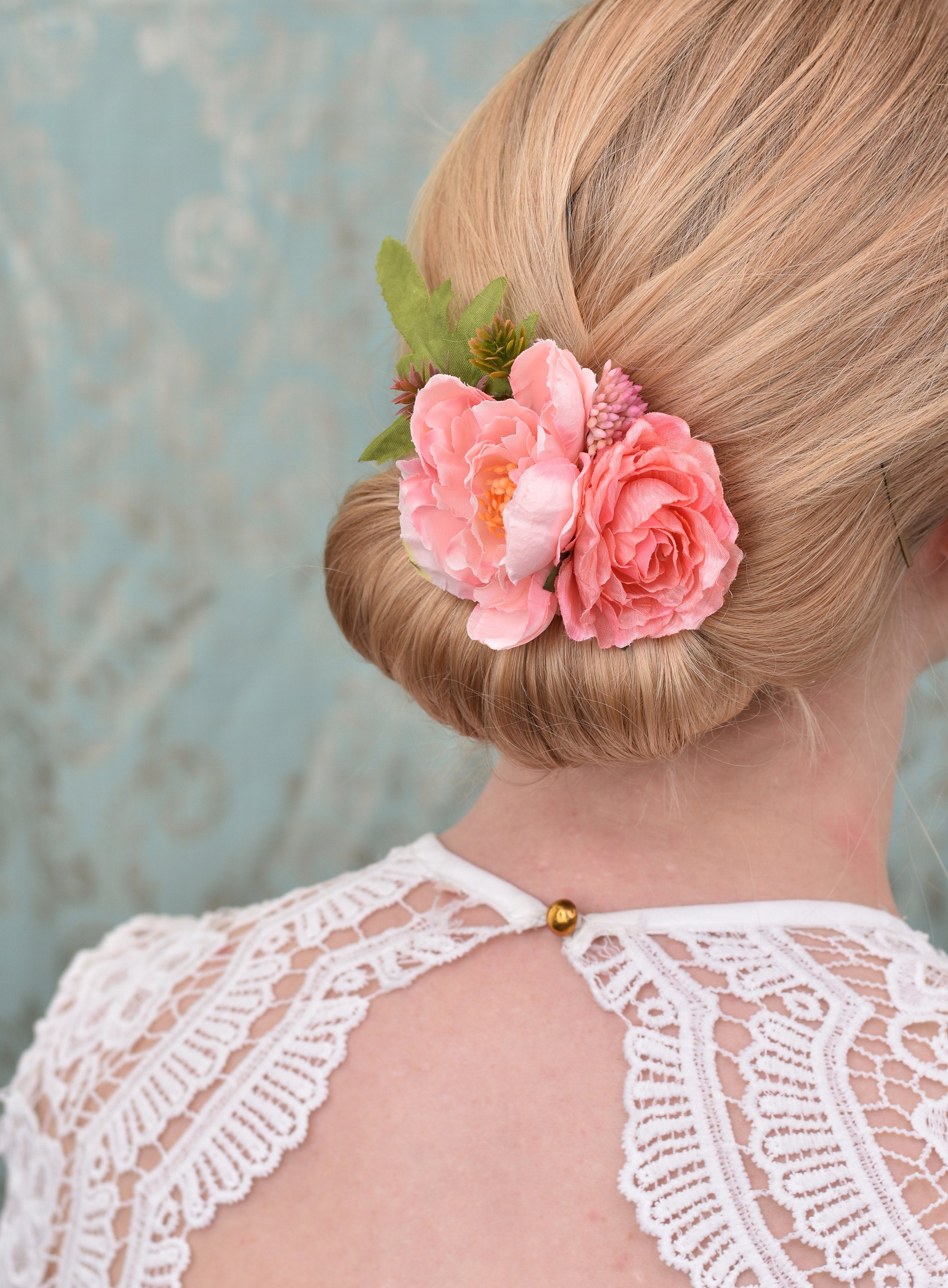 Pink Peony Silk Flower Hair Clip