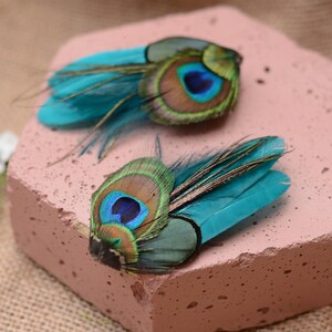 Haarspeldje kleine pauwenveer in groenblauw, groen, marineblauw of zwart nr. 002 afbeelding 9