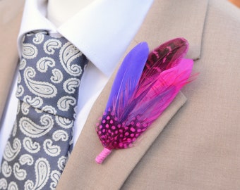 Shades of Pink and Purple Feather Lapel Pin