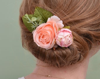 Blush Pink Rose Flower Hair Clip