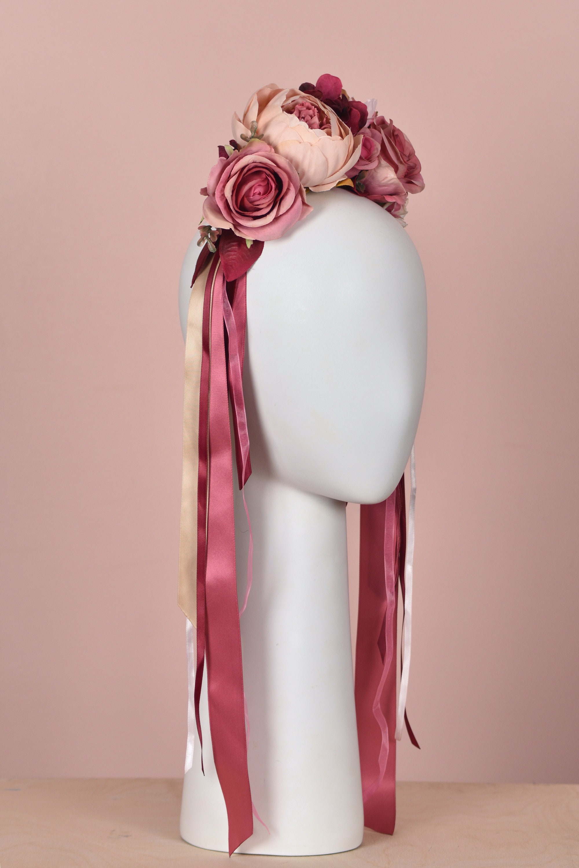 rich-pink-flower-crown-with-long-ribbons