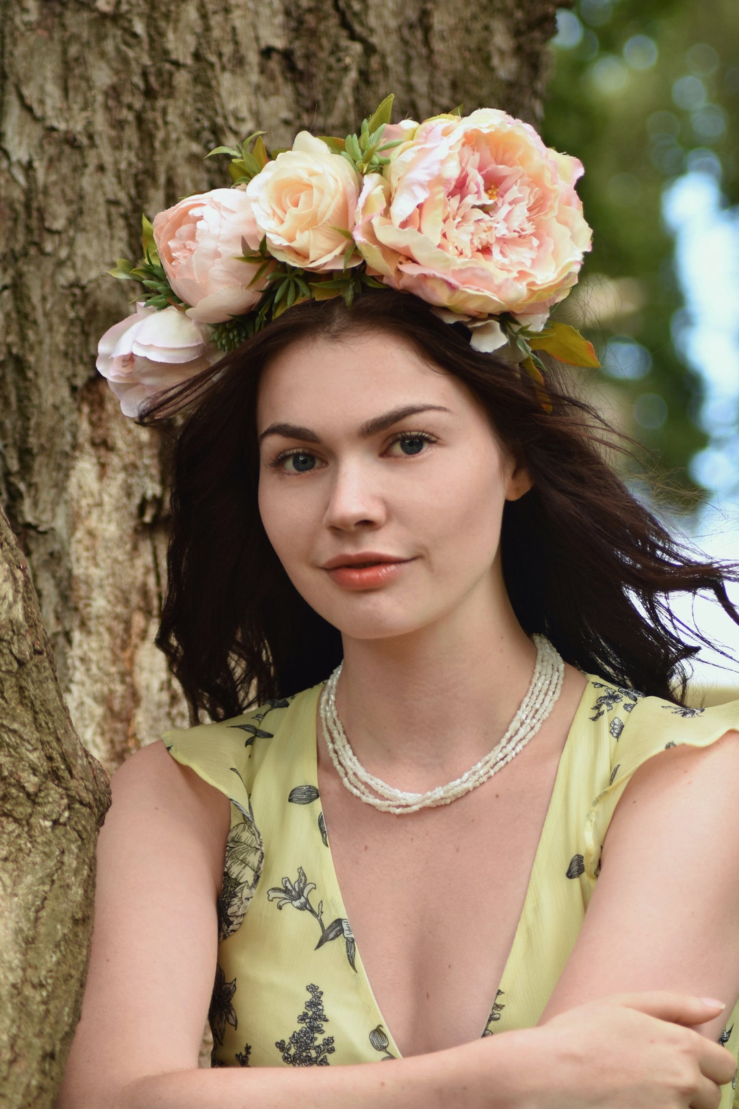 Blush Pink Peony Flower Crown Blush Pink Flower Headband Etsy