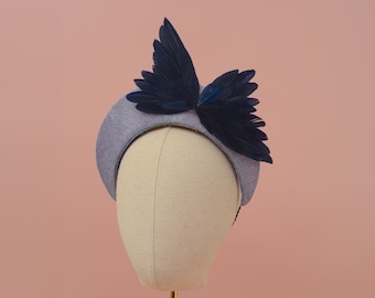 Bird Wing Navy and Cornflower Blue Halo Bandeau Headband Fascinator