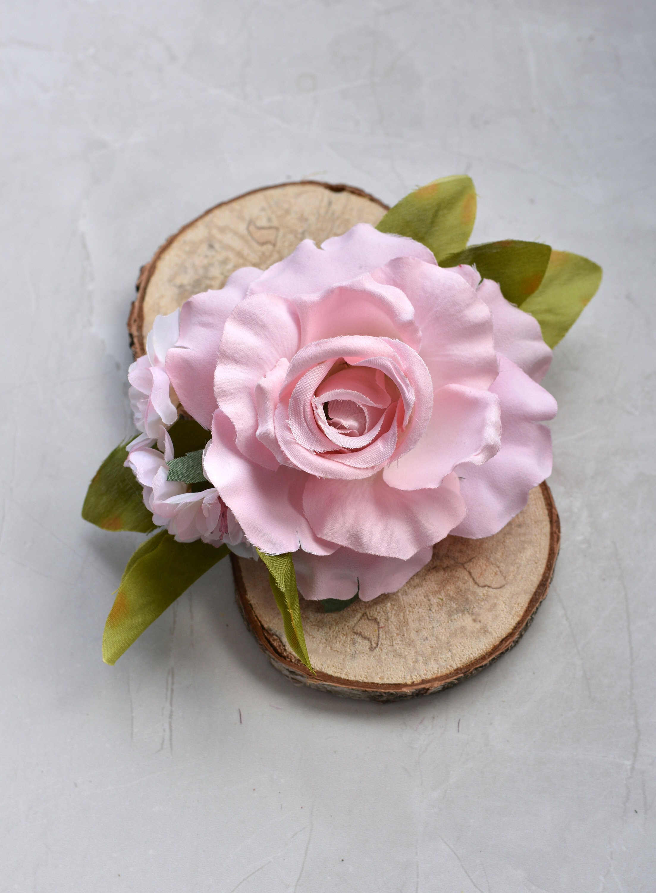 Pink Rose Hair Clip Pink Flower Hair Clip Bridal Hair Etsy