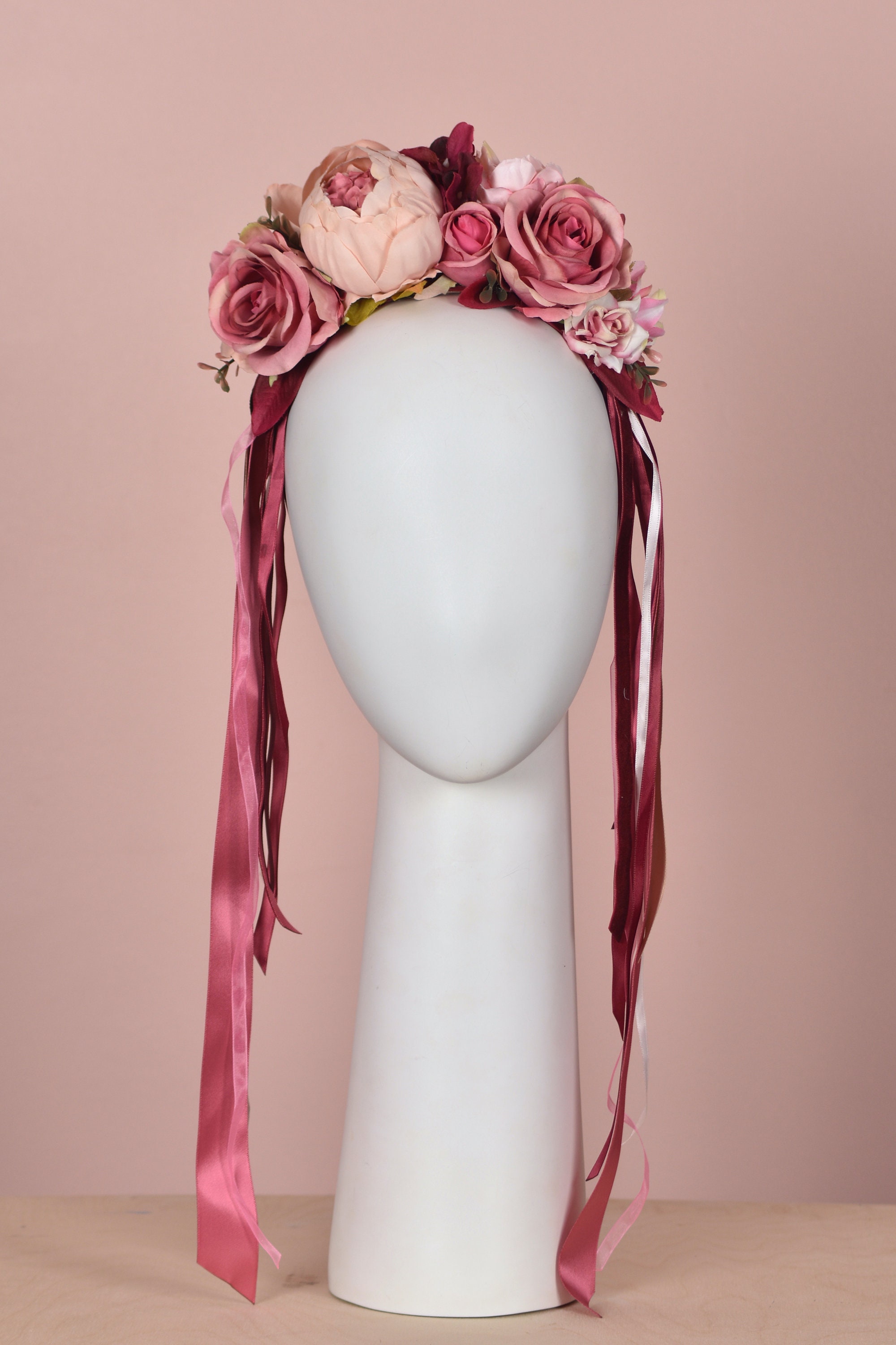 rich-pink-flower-crown-with-long-ribbons