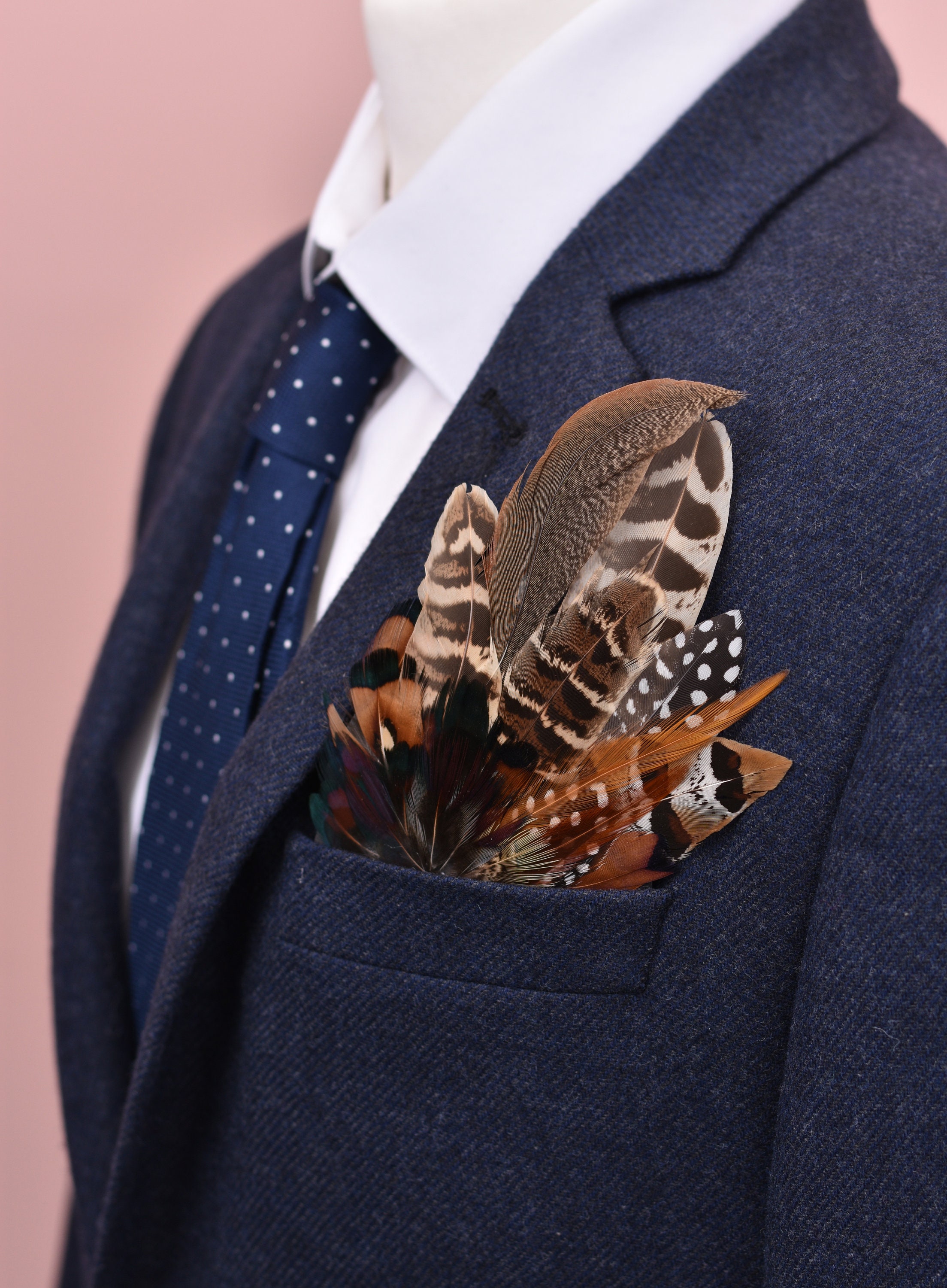 Pheasant Feather Pocket Square No.2