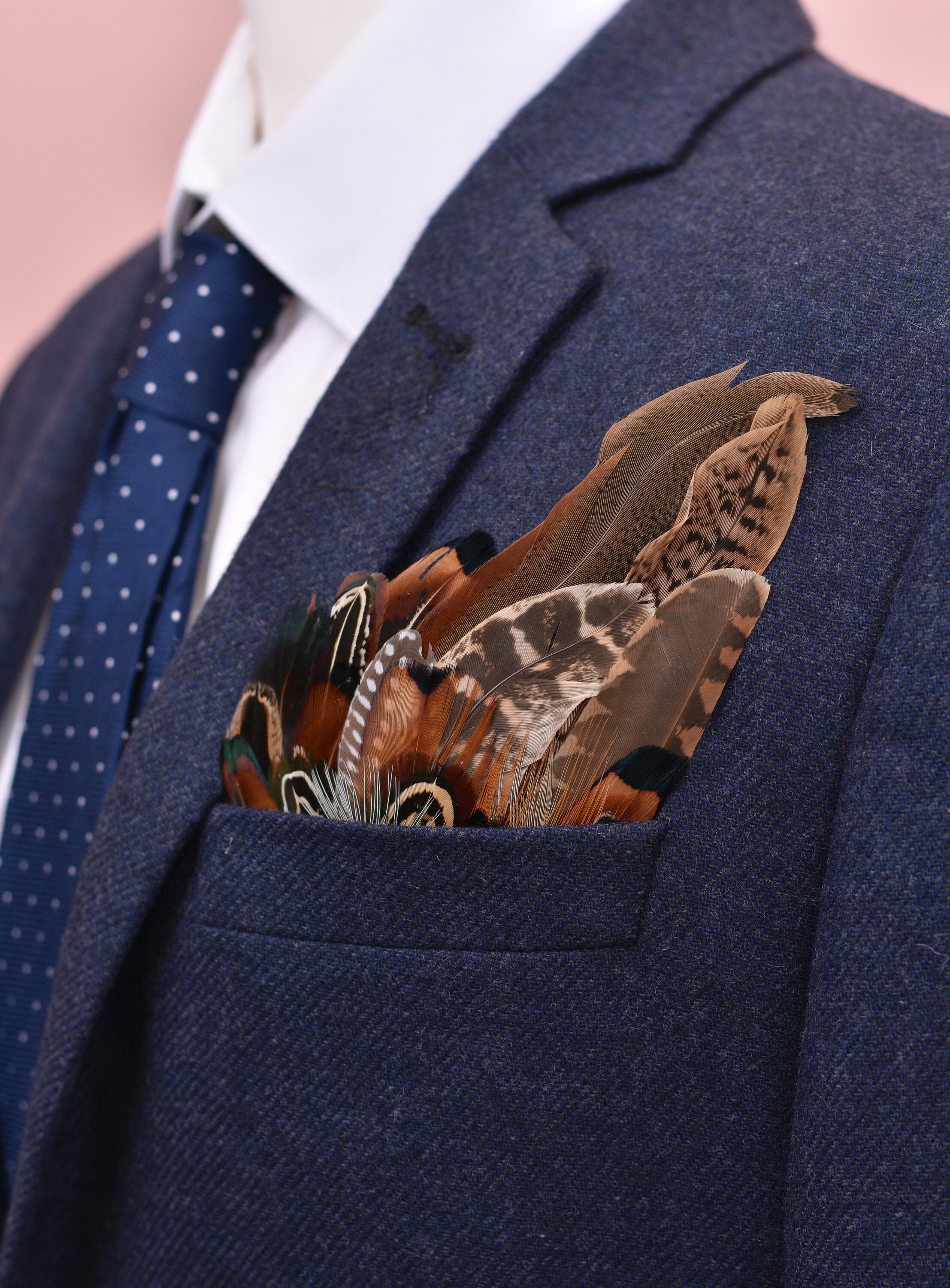 Pheasant Feather Pocket Square No.7