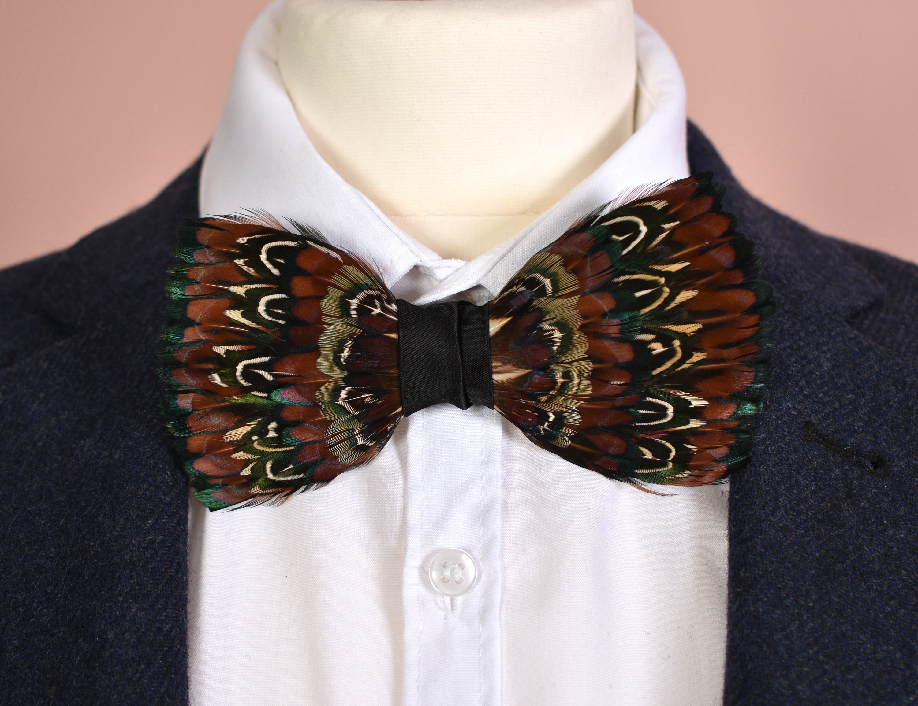 Pheasant Feather Bow Tie No.19