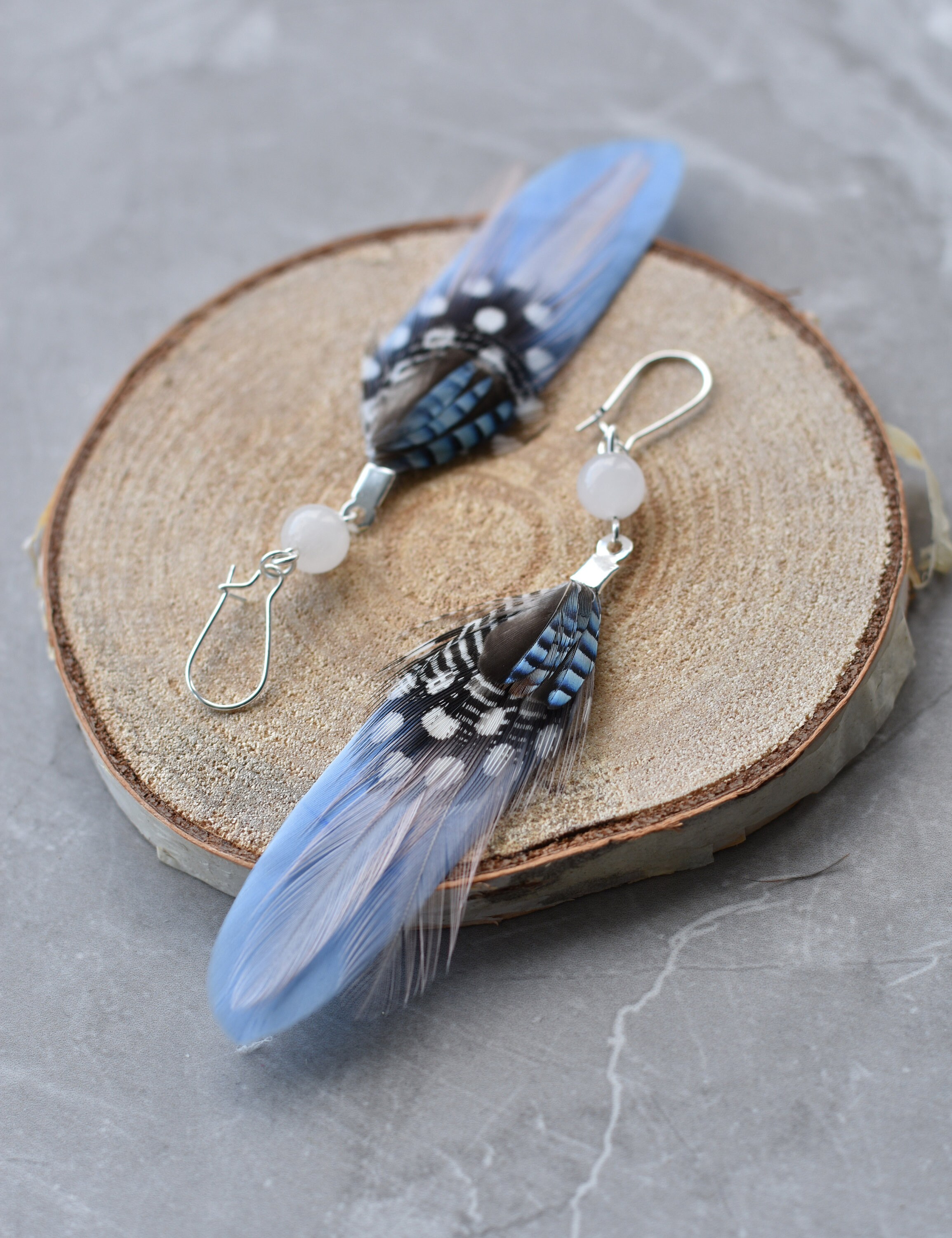 Blue Jay Feather Earrings Long Blue and Black Feather Earrings Boho Festive Feather  Jewelry Wedding Feather Accessory Rare Feathers - Etsy