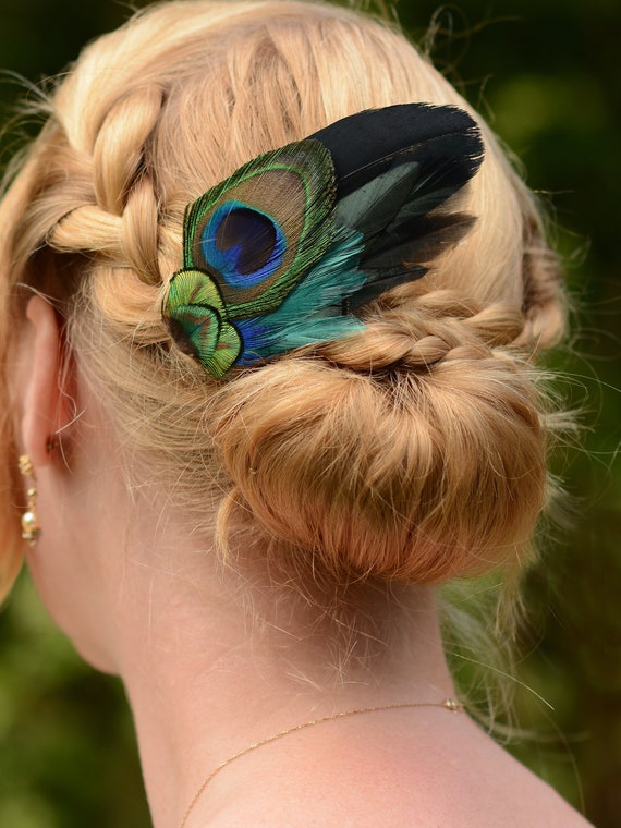 Peacock Feather Hair Clip | Peacock Feather Fascinator  display picture 2