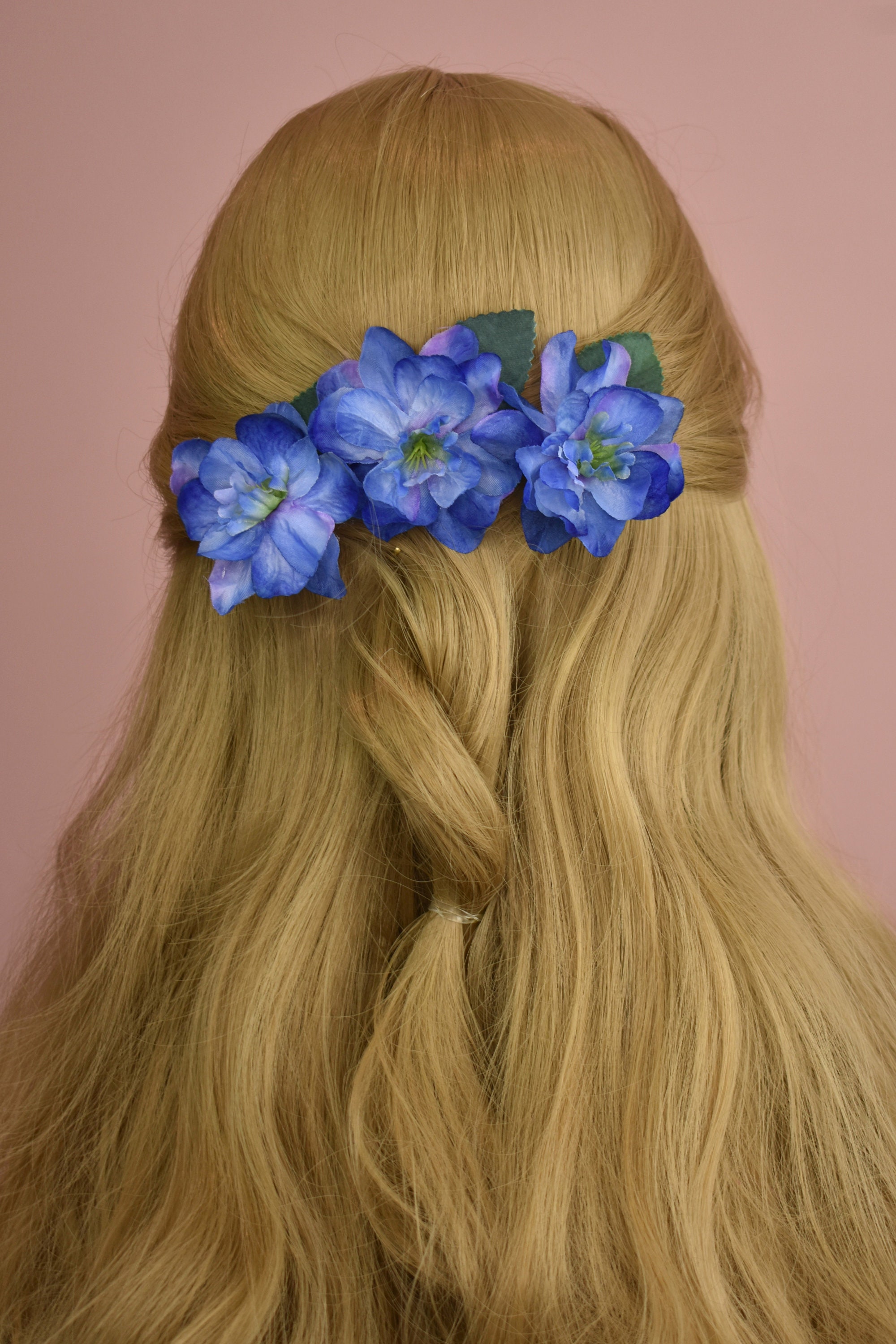 Delicate Blossom Flower Hair Clip in Blue