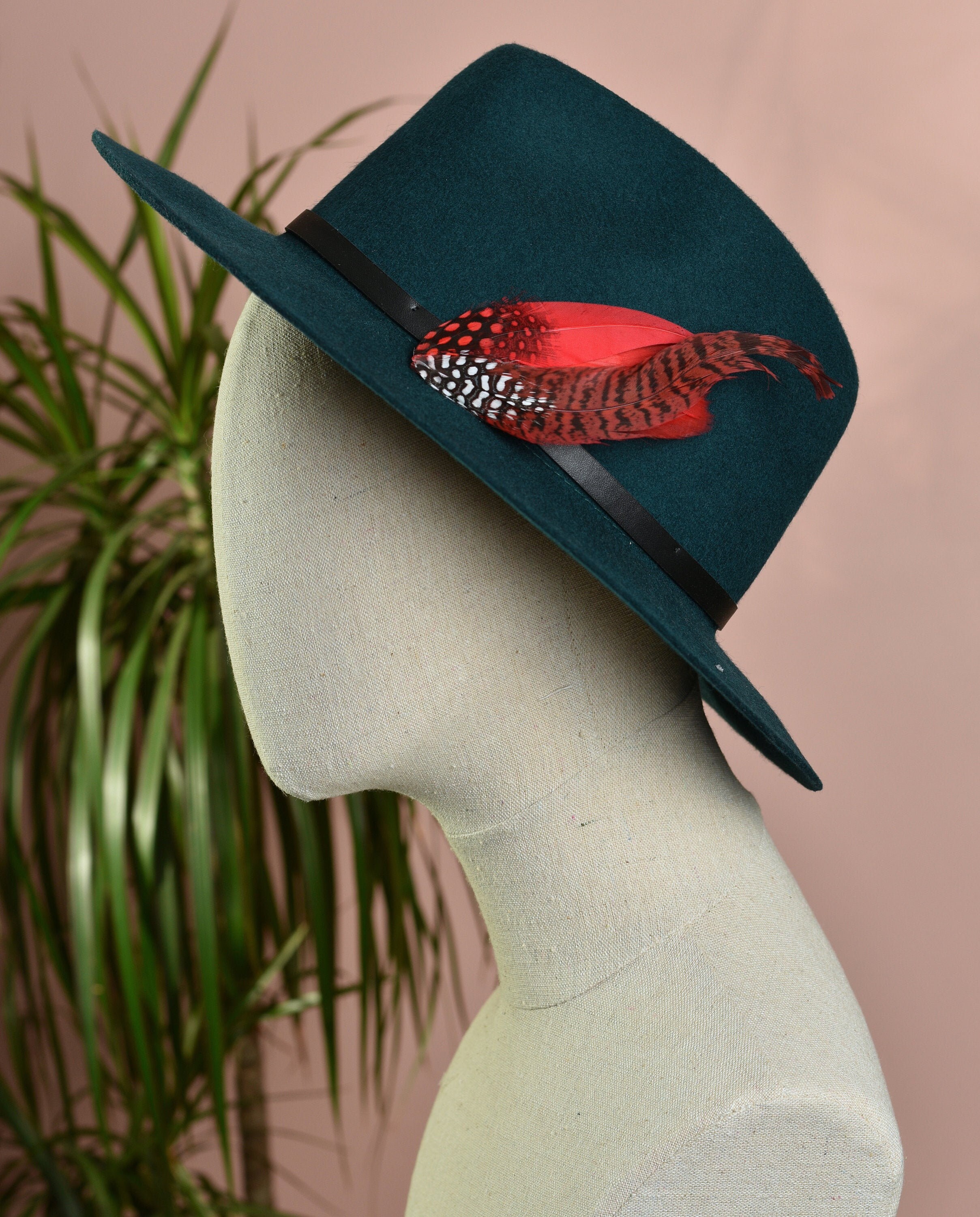 Red and Spotted Feather Lapel Hat Pin No.54