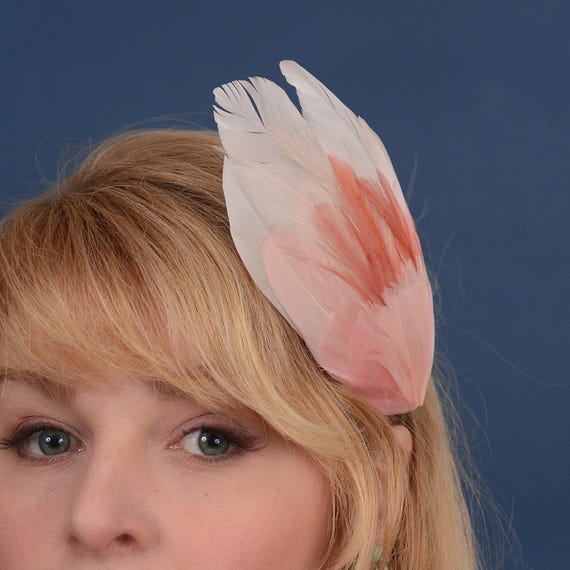 Soft Blush feathers fascinator hairclip/pin Blush Pink Fascinator Hat Clip, Blush Feather Clip Champagne  main image 2