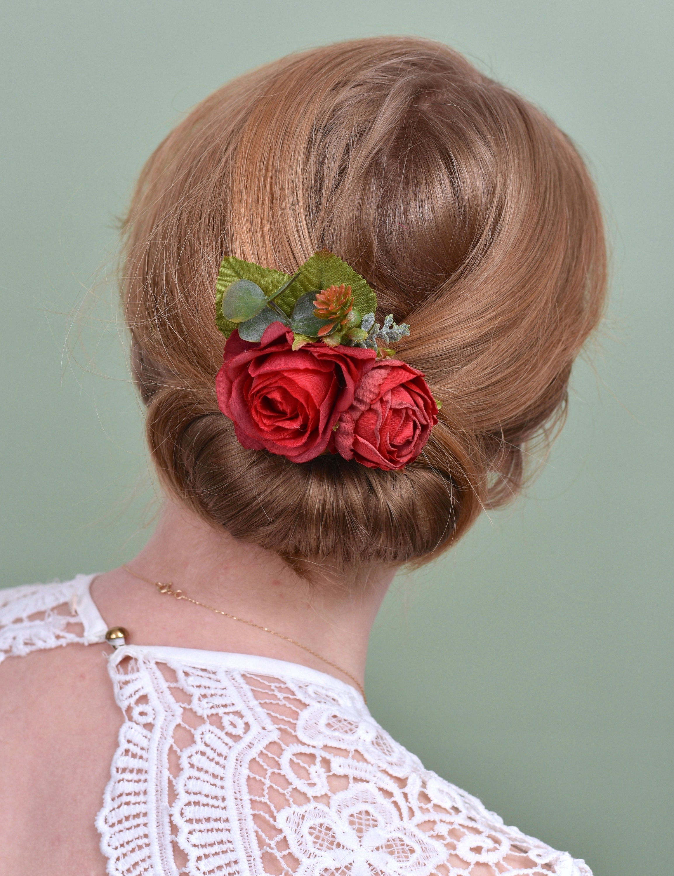 Buy Jazz and Sizzle Artificial Red Rose Flower Handcrafted Fabric Gajra  Hair Bun Accessory Online
