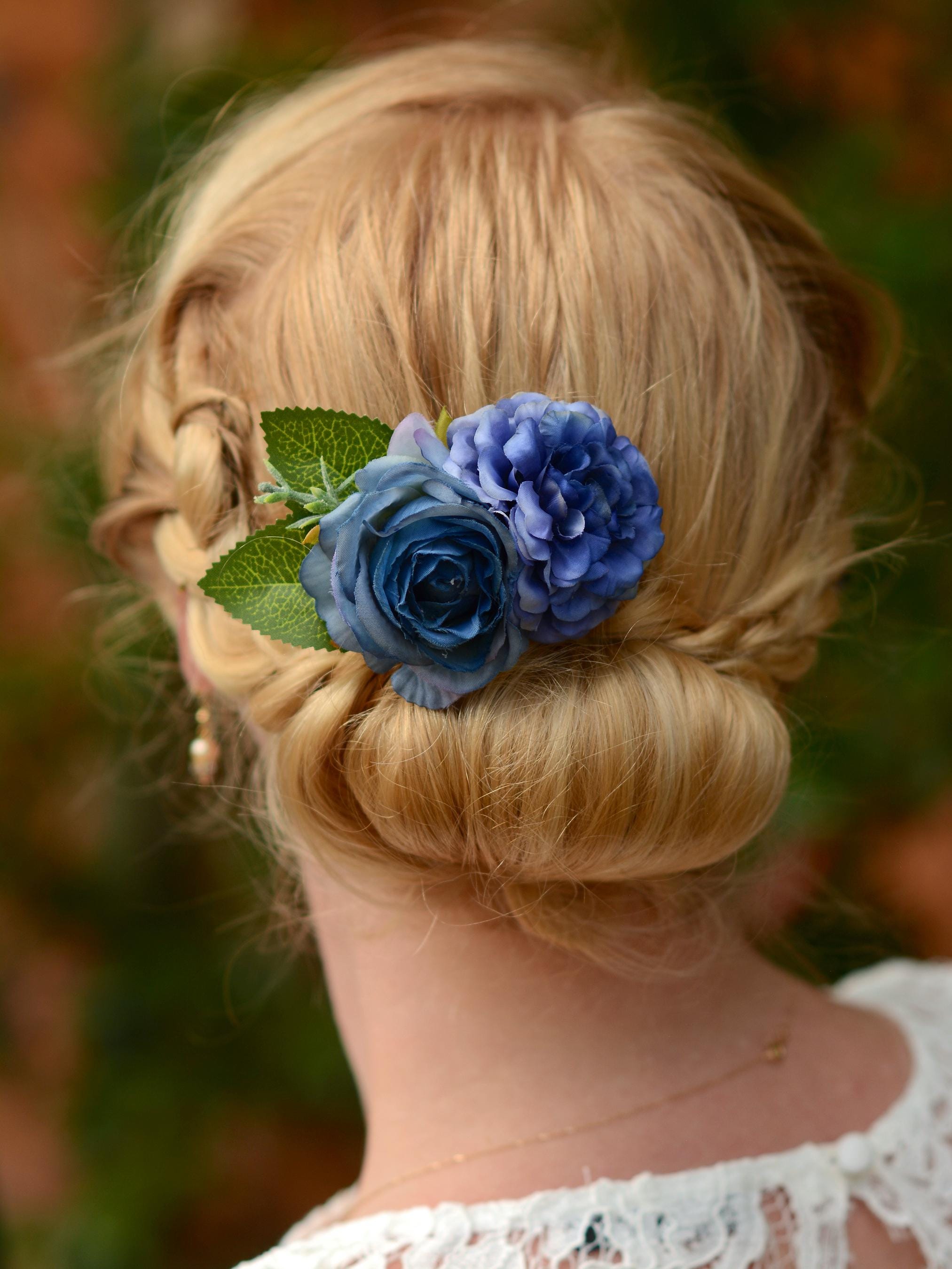 Flower Hair Clip Set Navy Blue 6 pcs Rose Floral Accessories for Women Girls Amazon.com : Xiangwenlan Women main image 4