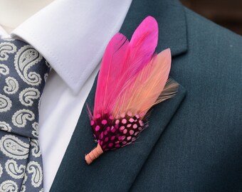 Shades of Pink Feather Lapel Pin Small no.213