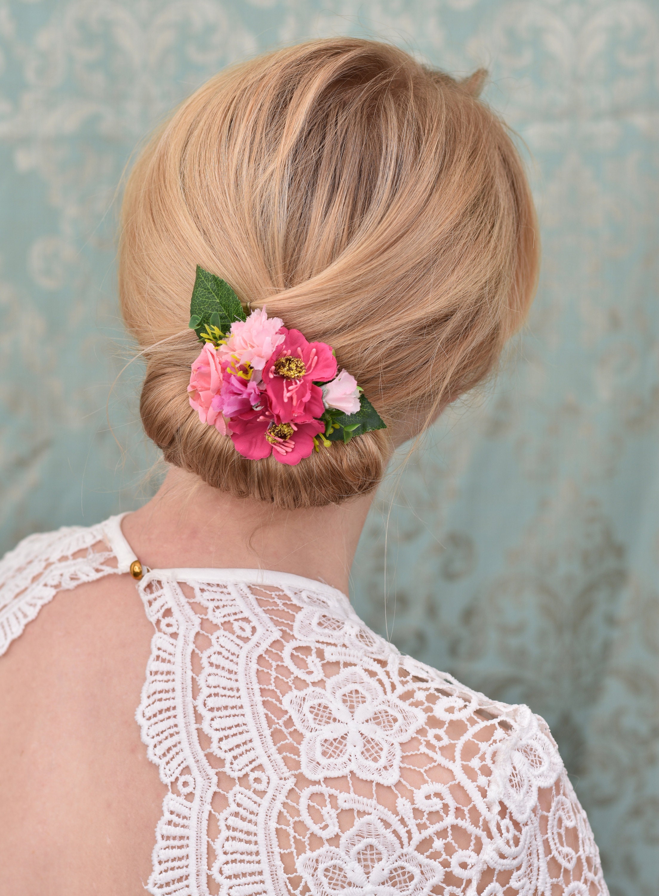 Silk Flower Hair Clip in Pink