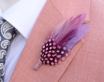 Shades of Purple and Pink Feather Lapel Pin