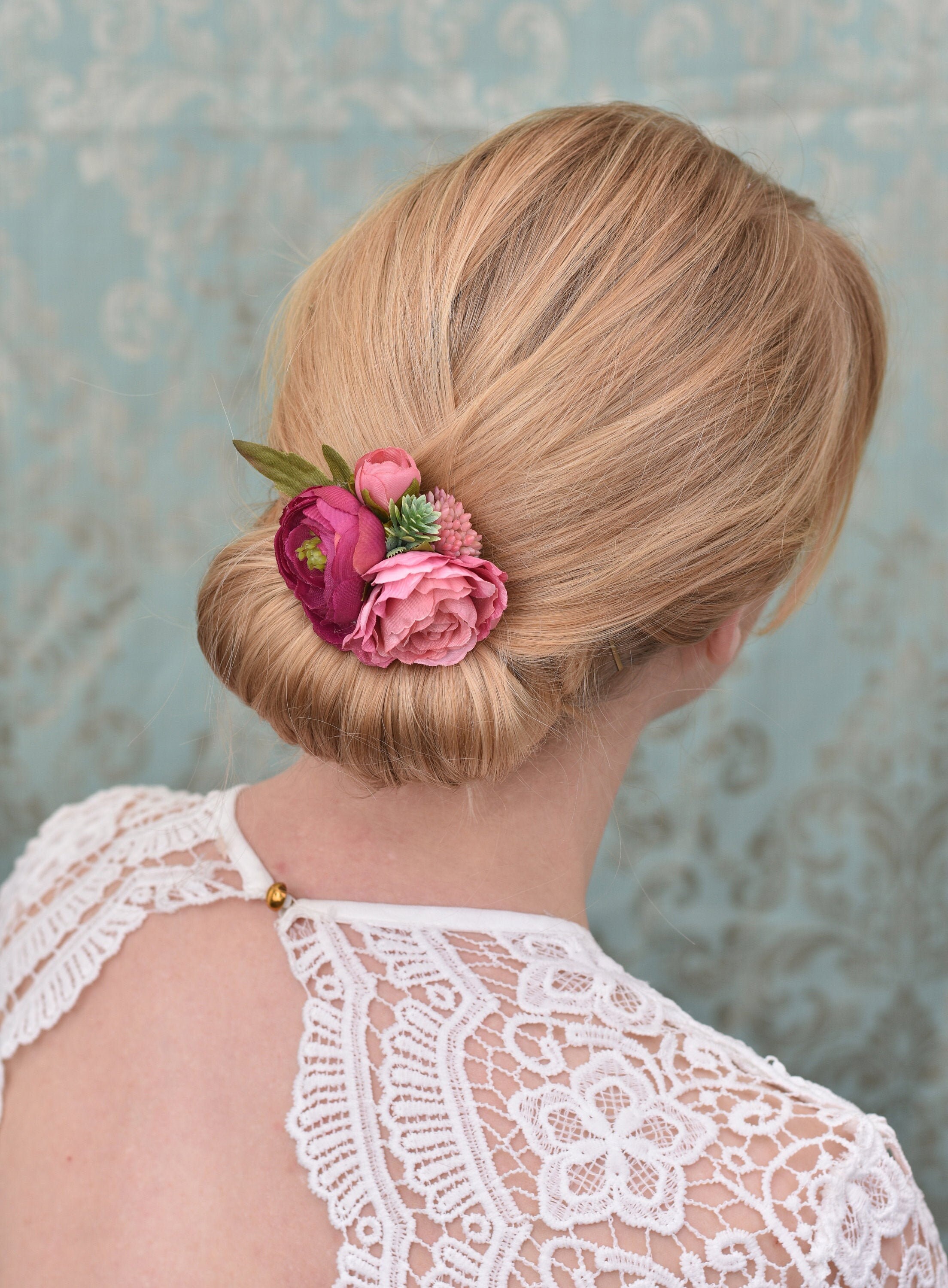 Silk Flower Hair Clip in Pink