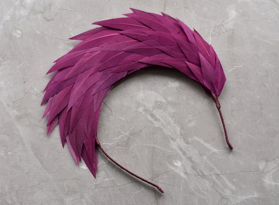 Plum Spiked Feather Halo Headband Plum 