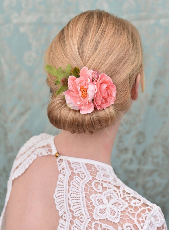 Pink Peony Flower Hair Clip Bridesmaids Clip Floral Etsy Pink Peony Flower Hair Clip Bridesmaids Clip Floral Etsy