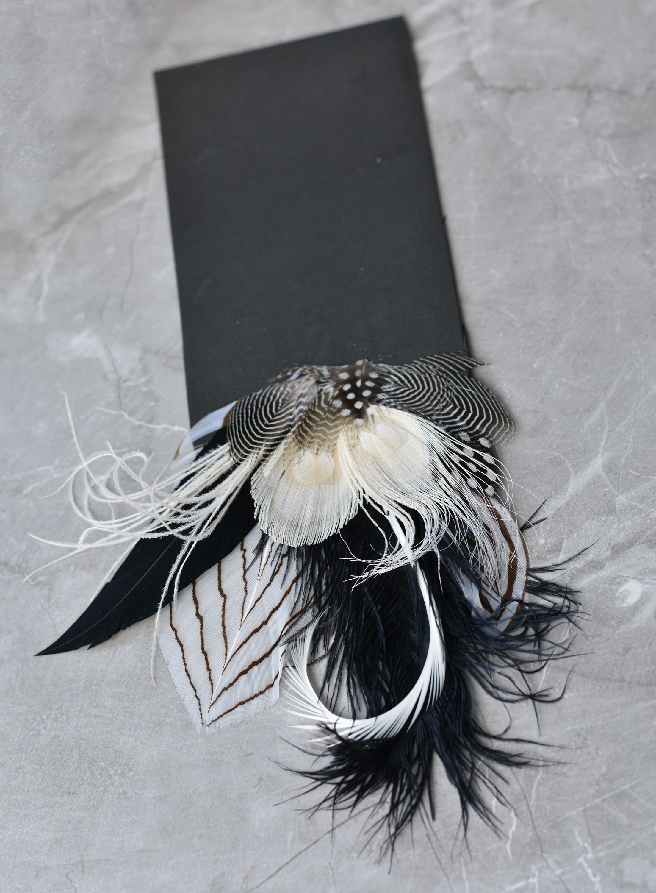 Monochrome Feather Pocket Square No.27